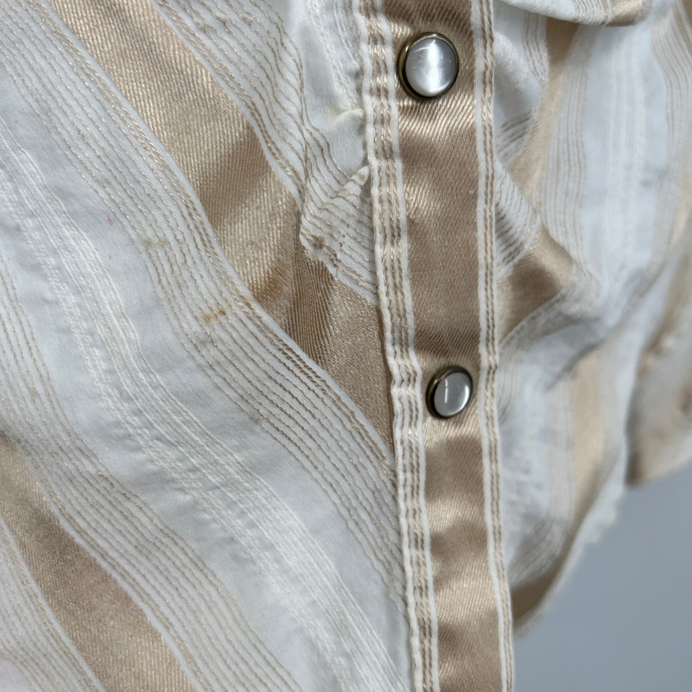 Y2K Cache Ruched Front Pearl Snap Striped Shirt Size S - Picture 8 of 9